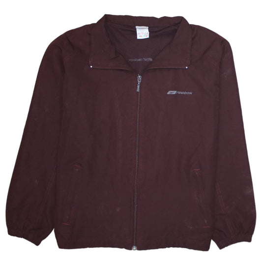 Reebok Boys Brown Full Zip Track Jacket Size 12 Years Polyester Lined