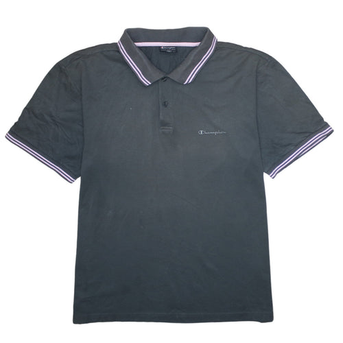 Champion Men's Black XL Cotton Polo Shirt with Logo Trim