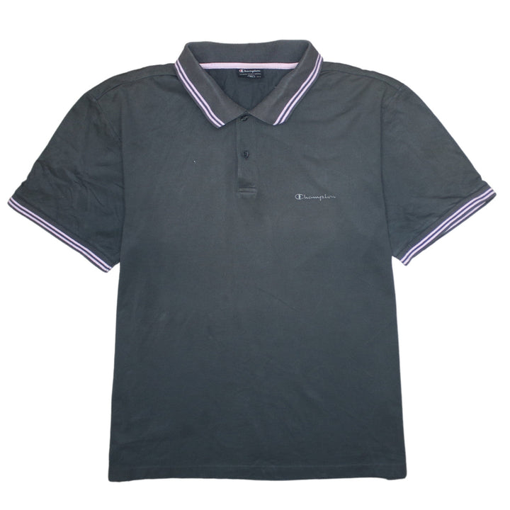 Champion Men's Black XL Cotton Polo Shirt with Logo Trim