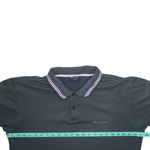 Champion Men's Black XL Cotton Polo Shirt with Logo Trim