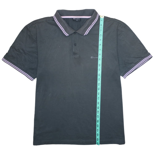 Champion Men's Black XL Cotton Polo Shirt with Logo Trim