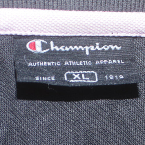 Champion Men's Black XL Cotton Polo Shirt with Logo Trim