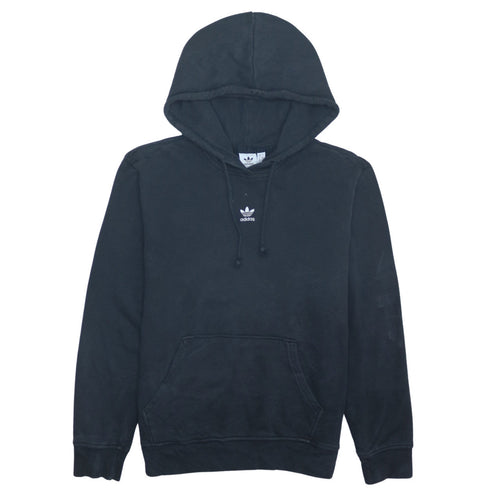 Adidas Women Black Pullover Hoodie Size 10 Cotton Logo Sweatshirt
