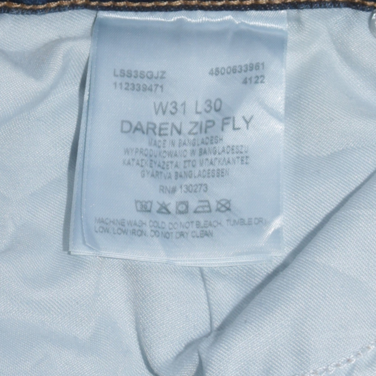 Lee Men's Blue Daren Zip Fly Regular Fit Straight Jeans W31 L30