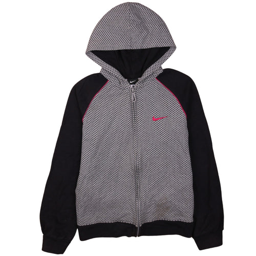 Nike Boys Black & Grey Full Zip Hoodie XL 13-15 Years Houndstooth Print