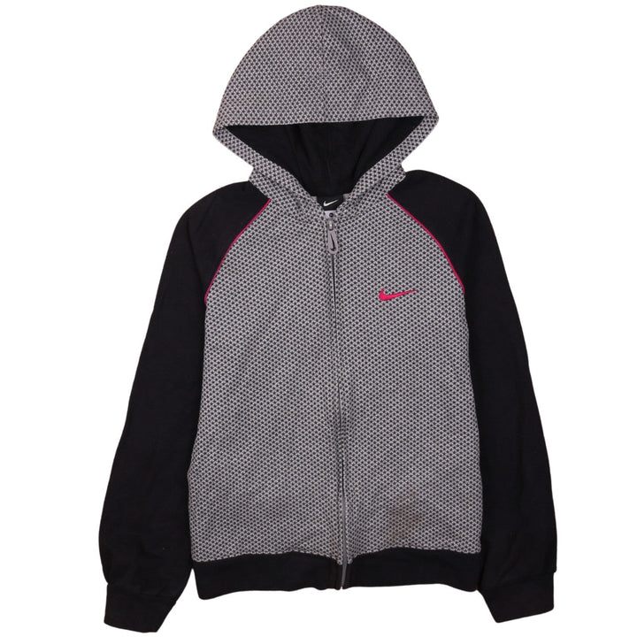Nike Boys Black & Grey Full Zip Hoodie XL 13-15 Years Houndstooth Print