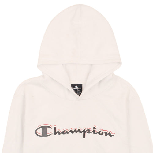 Champion Boys White Pullover Hoodie XL 13-14 Years Graphic Logo Fleece