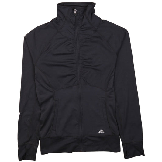 Adidas Women Black Size S Full Zip Hooded Sweatshirt Climalite