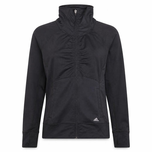 Front view of Adidas Women Black, size S, Full Zip Hooded Sweatshirt Climalite