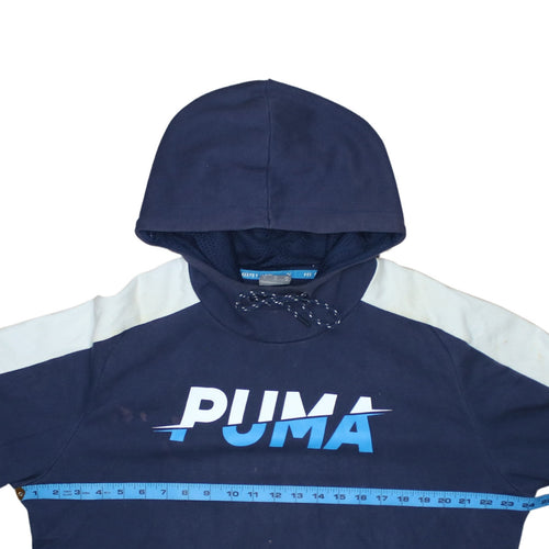 Puma Men’s Blue Pullover Hoodie M Logo Sports Fleece Sweatshirt