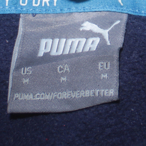 Puma Men’s Blue Pullover Hoodie M Logo Sports Fleece Sweatshirt