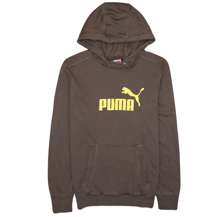 Puma Men’s Brown Pullover Hoodie Small Logo Graphic Sweatshirt