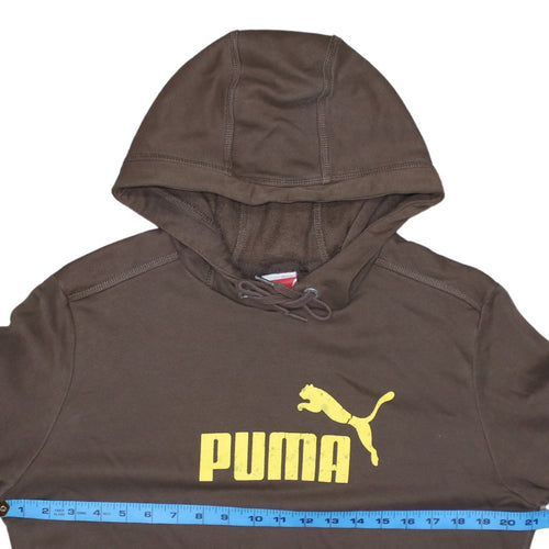 Puma Men’s Brown Pullover Hoodie Small Logo Graphic Sweatshirt