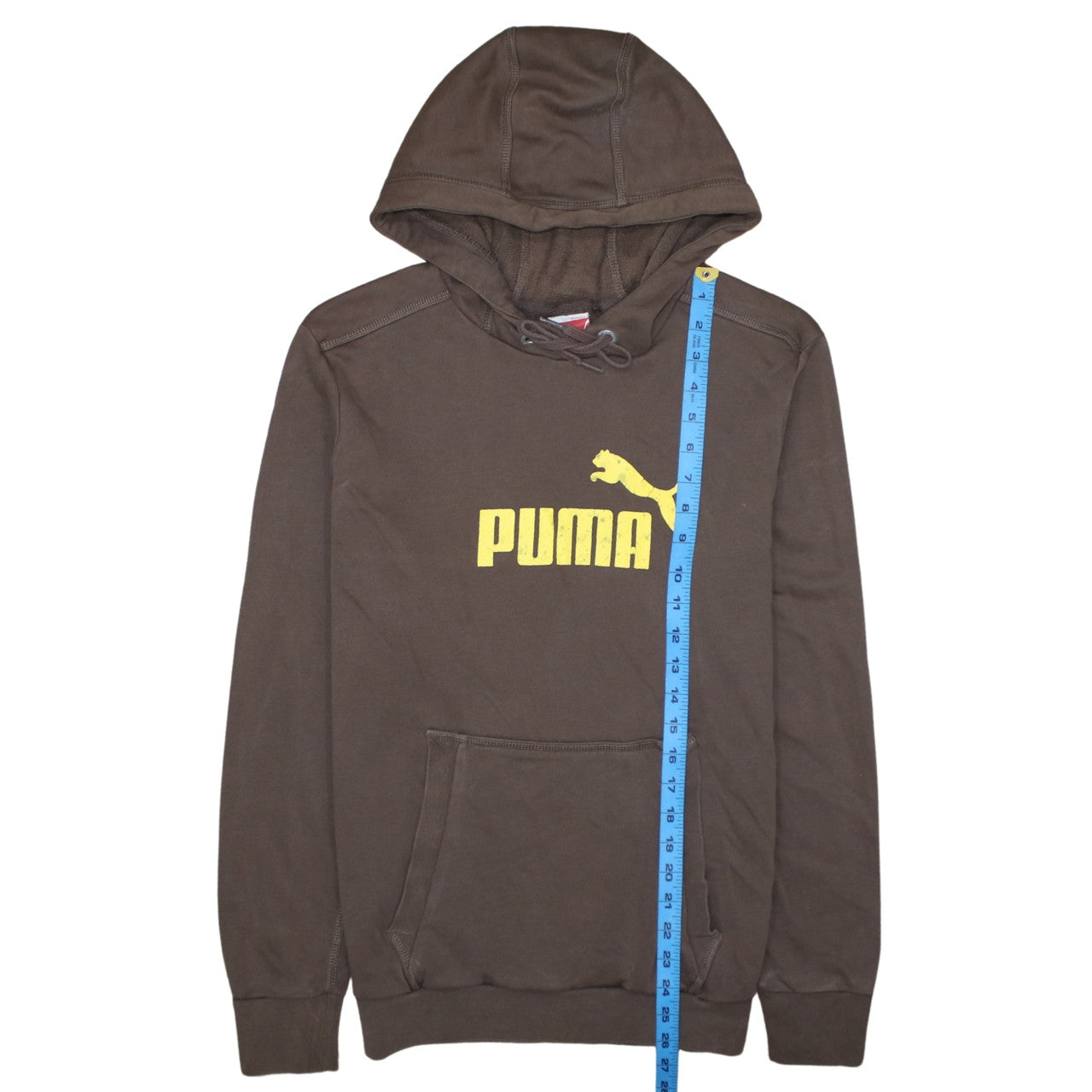 Puma Men’s Brown Pullover Hoodie Small Logo Graphic Sweatshirt