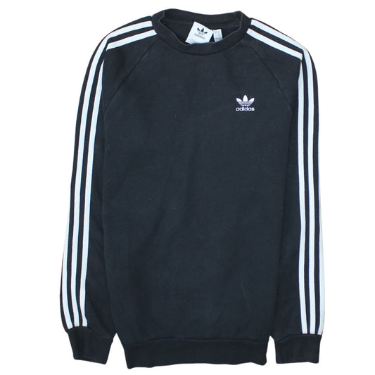 Adidas Mens Black XS Pullover Sweatshirt Crew Neck Logo Fleece