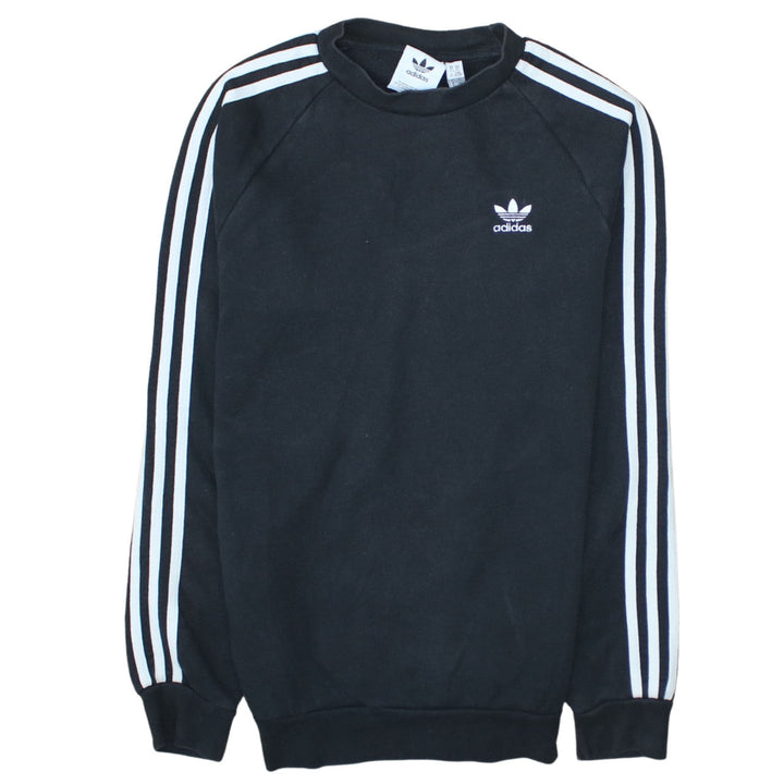 Adidas Mens Black XS Pullover Sweatshirt Crew Neck Logo Fleece