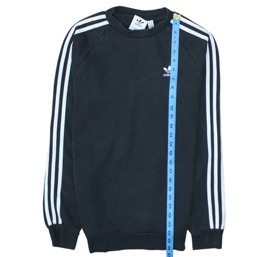 Adidas Mens Black XS Pullover Sweatshirt Crew Neck Logo Fleece