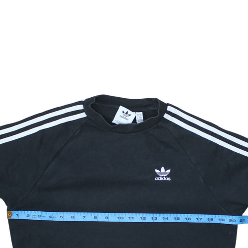 Adidas Mens Black XS Pullover Sweatshirt Crew Neck Logo Fleece