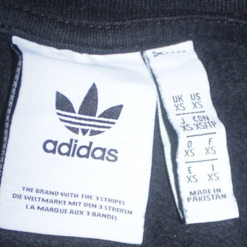 Adidas Mens Black XS Pullover Sweatshirt Crew Neck Logo Fleece