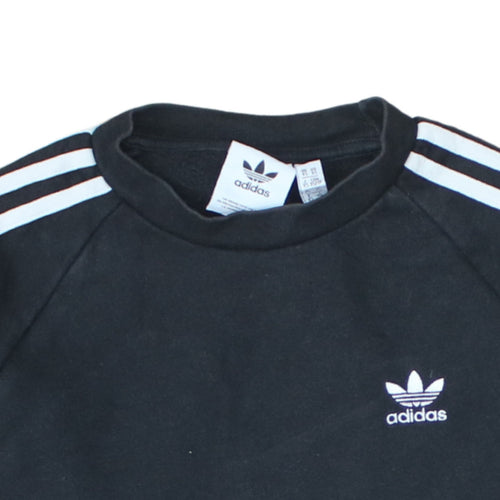Adidas Mens Black XS Pullover Sweatshirt Crew Neck Logo Fleece