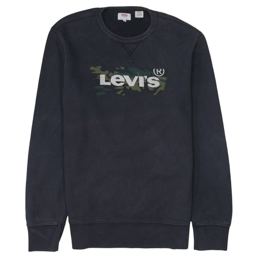 Levi's Mens Black Camo Logo Crew Neck Sweatshirt Size M