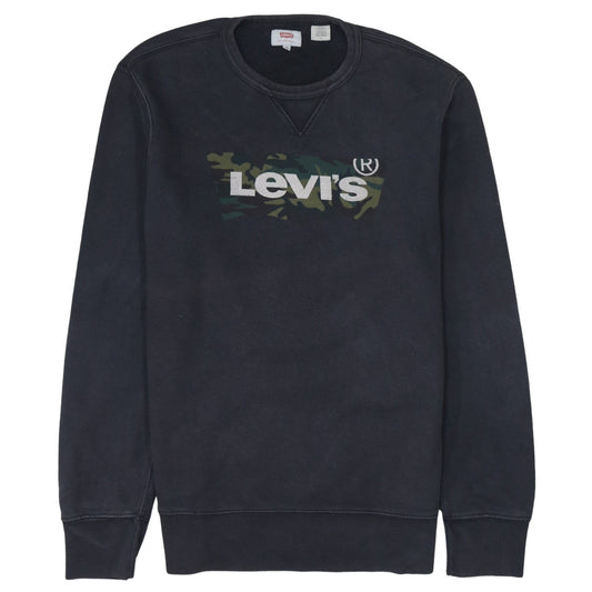 Levi's Mens Black Camo Logo Crew Neck Sweatshirt Size M