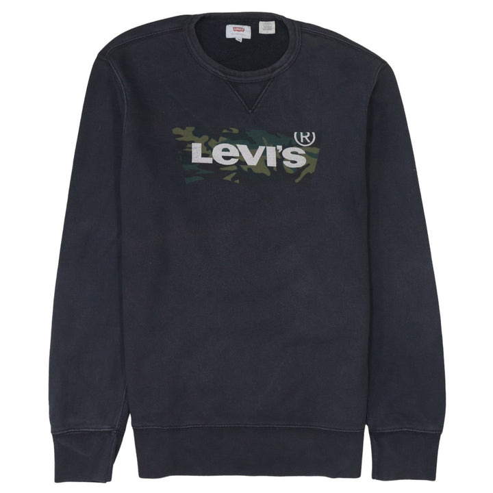 Levi's Mens Black Camo Logo Crew Neck Sweatshirt Size M