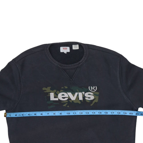 Levi's Mens Black Camo Logo Crew Neck Sweatshirt Size M