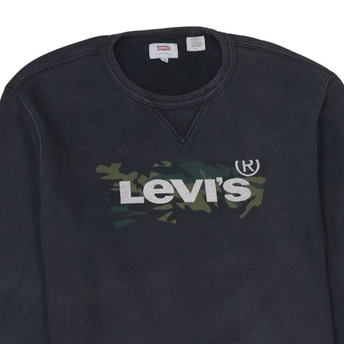 Levi's Mens Black Camo Logo Crew Neck Sweatshirt Size M