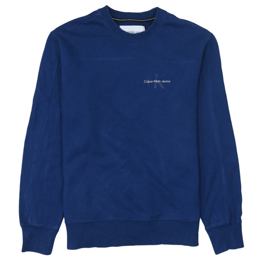 Calvin Klein Jeans Men's Blue Crew Neck Cotton Sweatshirt Size M