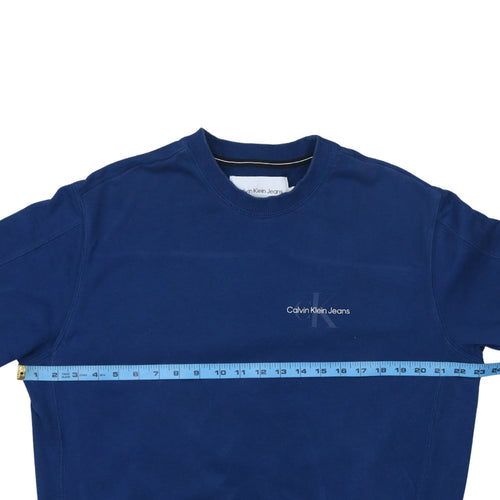 Calvin Klein Jeans Men's Blue Crew Neck Cotton Sweatshirt Size M