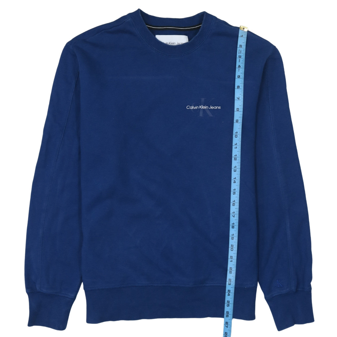 Calvin Klein Jeans Men's Blue Crew Neck Cotton Sweatshirt Size M