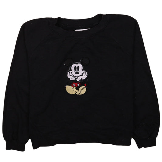 Bershka Women Black Mickey Mouse Pullover Sweatshirt XS