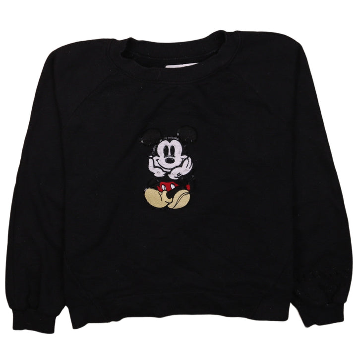Bershka Women Black Mickey Mouse Pullover Sweatshirt XS