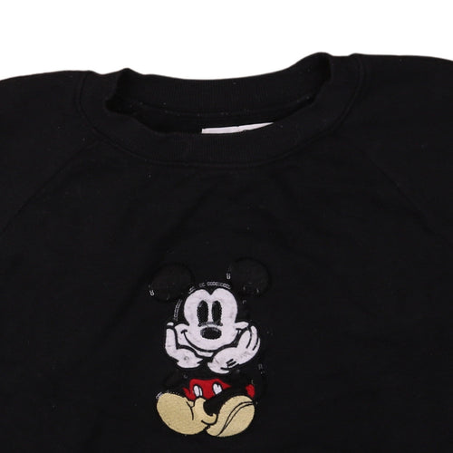 Bershka Women Black Mickey Mouse Pullover Sweatshirt XS