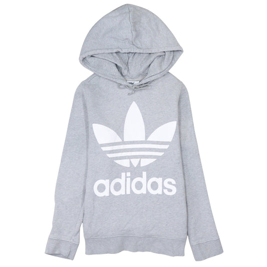 Adidas Women's Grey Pullover Hoodie UK 14 Long Sleeve Logo Sweatshirt