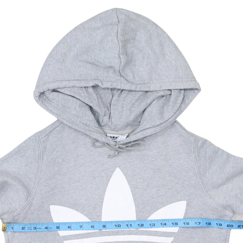 Adidas Women's Grey Pullover Hoodie UK 14 Long Sleeve Logo Sweatshirt