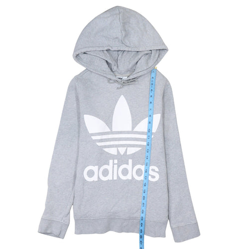 Adidas Women's Grey Pullover Hoodie UK 14 Long Sleeve Logo Sweatshirt