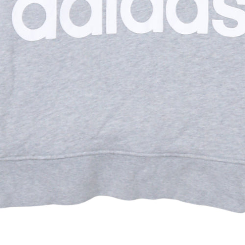 Adidas Women's Grey Pullover Hoodie UK 14 Long Sleeve Logo Sweatshirt