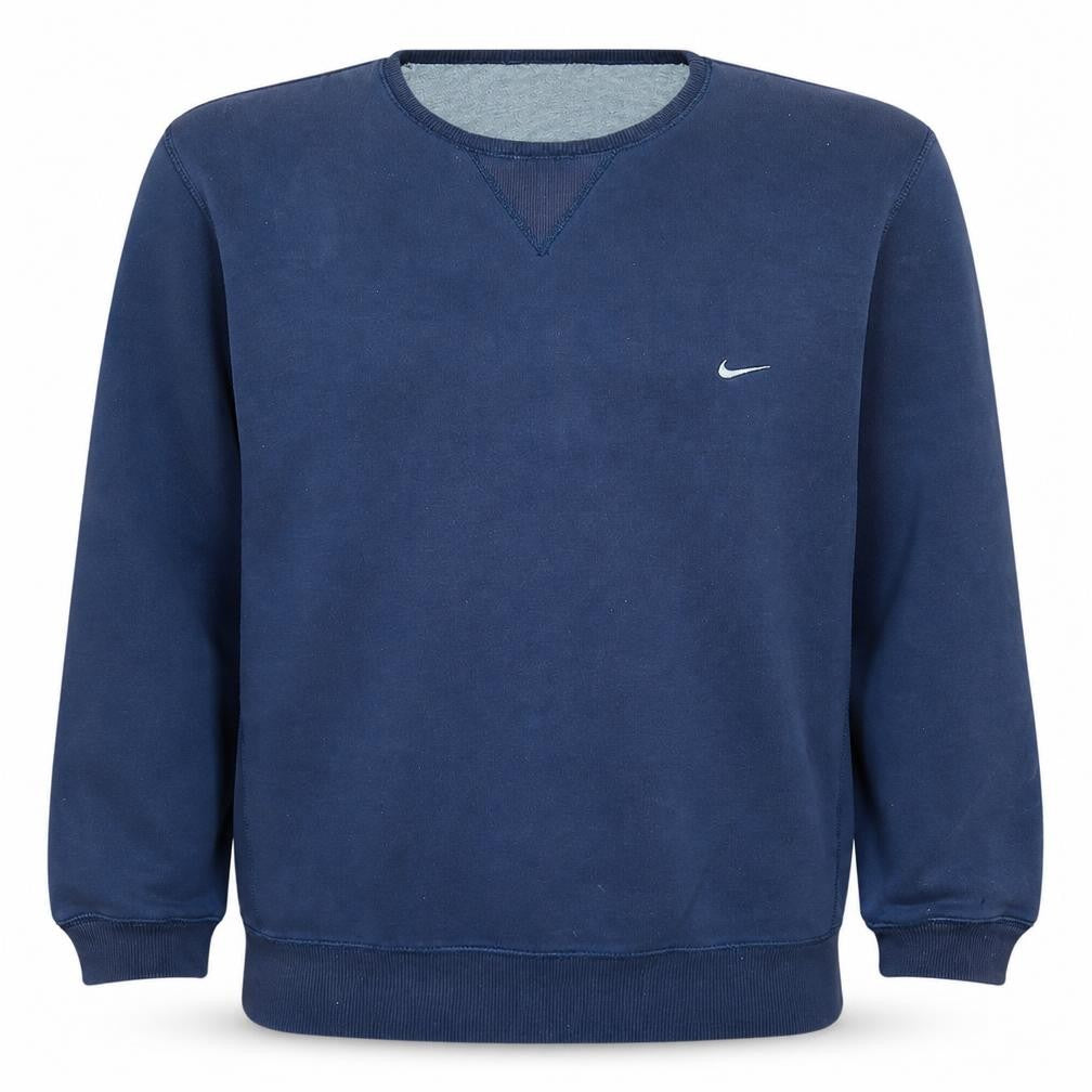 Front view of Nike Men's Blue L Crew Neck Pullover Sweatshirt
