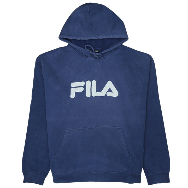 Fila Mens Blue Pullover Hoodie XL Logo Sports Sweatshirt