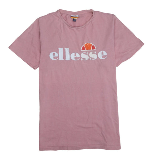 Ellesse Womens Pink Short Sleeve Cotton Logo T-Shirt Size 10