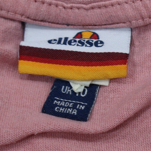 Ellesse Womens Pink Short Sleeve Cotton Logo T-Shirt Size 10