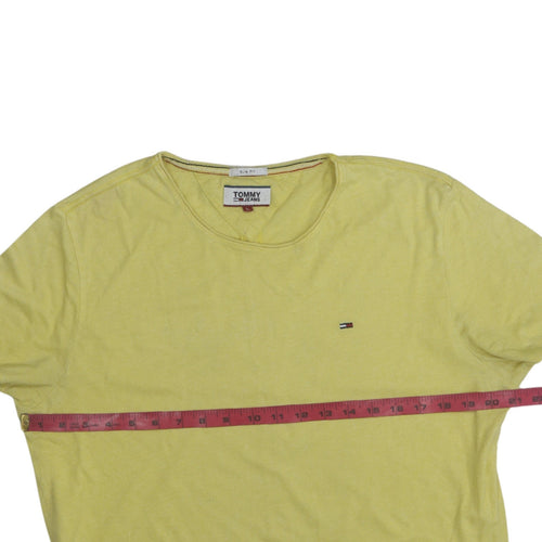 Tommy Jeans Men's Yellow Slim Fit Cotton Blend T-Shirt Size L