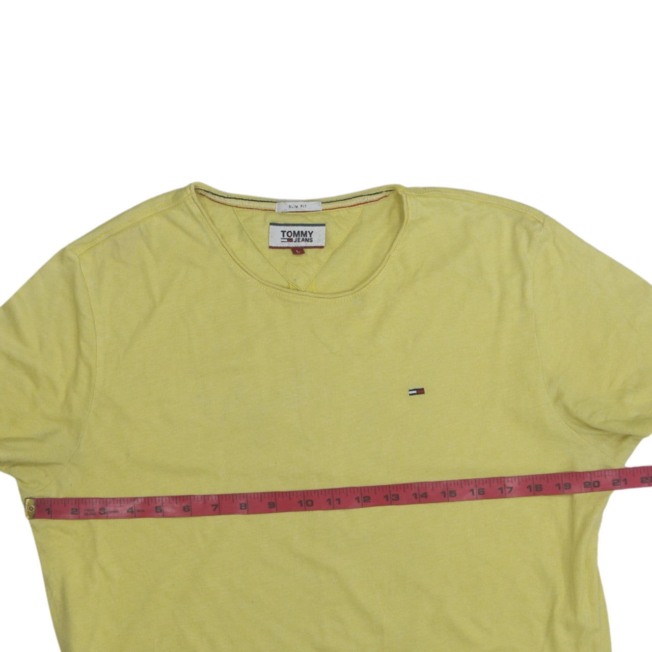 Tommy Jeans Men's Yellow Slim Fit Cotton Blend T-Shirt Size L