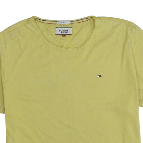 Tommy Jeans Men's Yellow Slim Fit Cotton Blend T-Shirt Size L