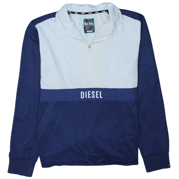Diesel Men’s Blue XL 1/4 Zip Colour Block High Neck Sweatshirt