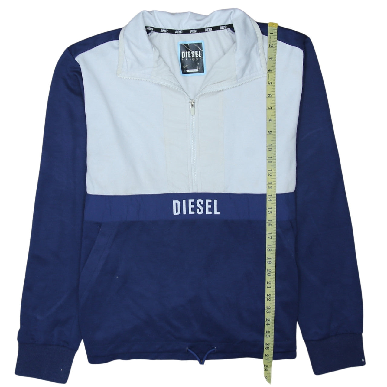 Diesel Men’s Blue XL 1/4 Zip Colour Block High Neck Sweatshirt