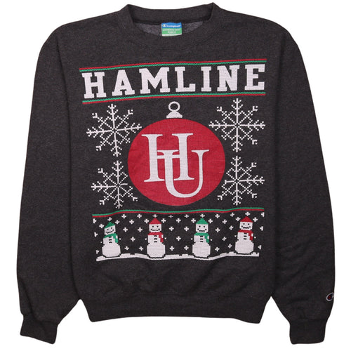 Champion Men's Grey Hamline Christmas Graphic Pullover Sweatshirt Size S