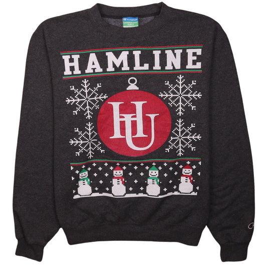 Champion Men's Grey Hamline Christmas Graphic Pullover Sweatshirt Size S